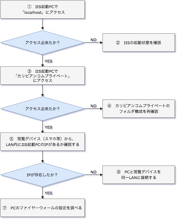 カリビアンコムプライベートのトラブルシューティングフローチャート