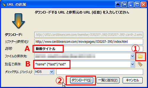 カリビアンコムでダウンローダーを使用する　使い方
